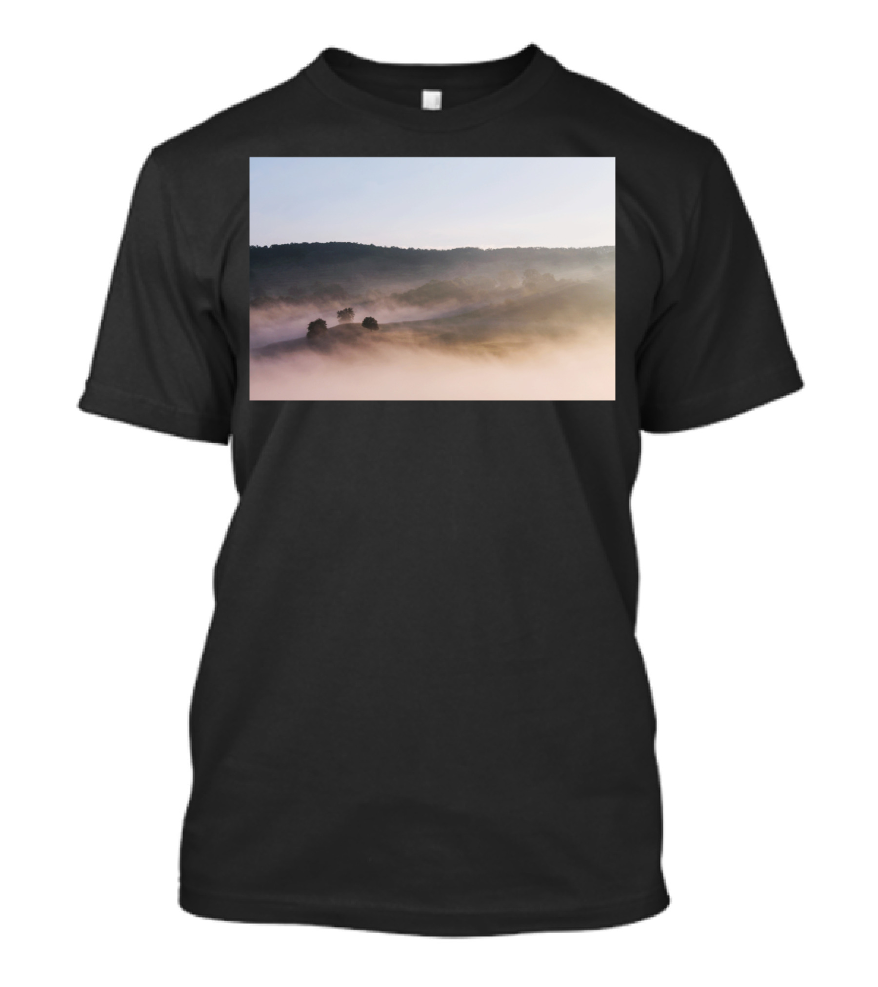 Foggy Landscape Vista Misty Hills T-Shirt