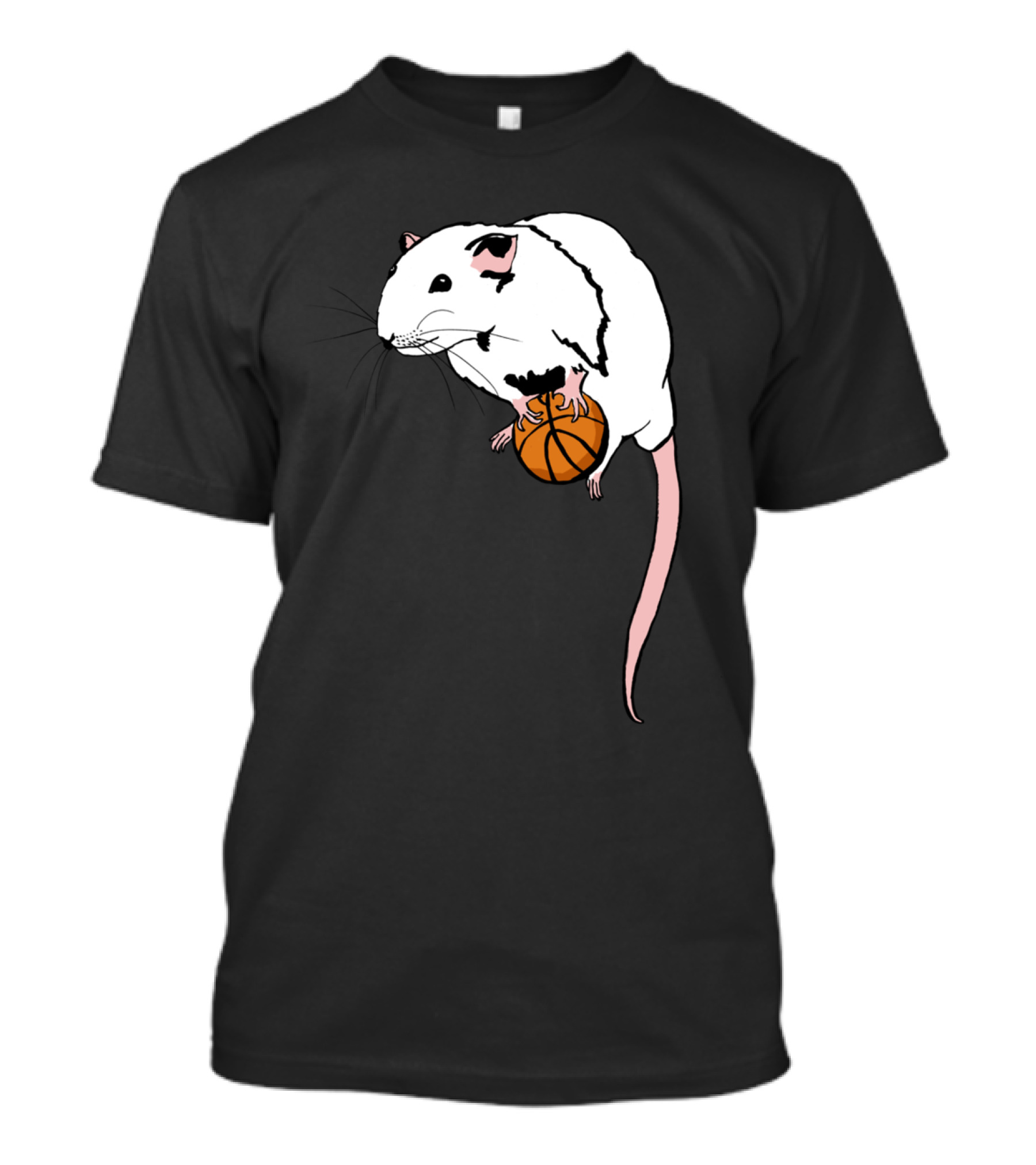 Basketball Rat Holding Orange Ball Adorable Pet Image T-Shirt
