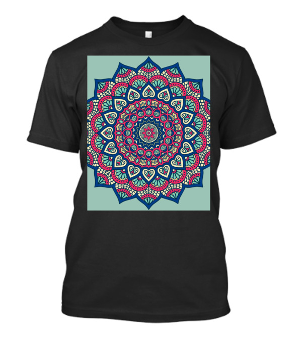 Blue Mandala Intricate Pattern Bohemian T-Shirt