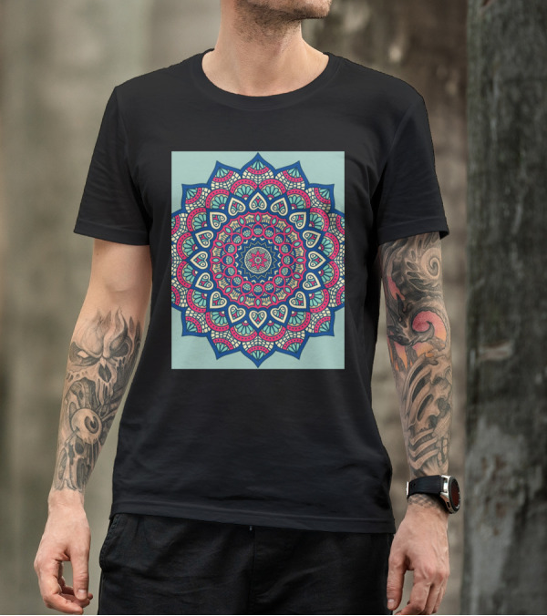 Blue Mandala Intricate Pattern Bohemian T-Shirt