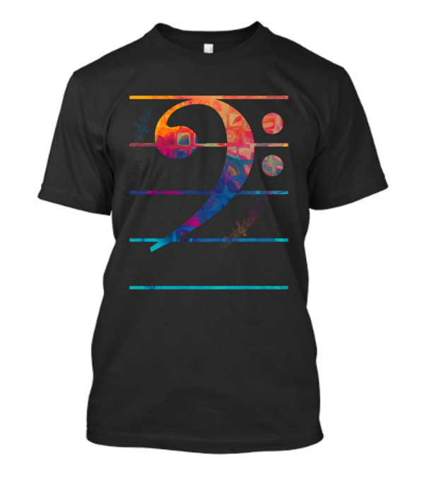 Bass Clef Rainbow Music Note T-Shirt