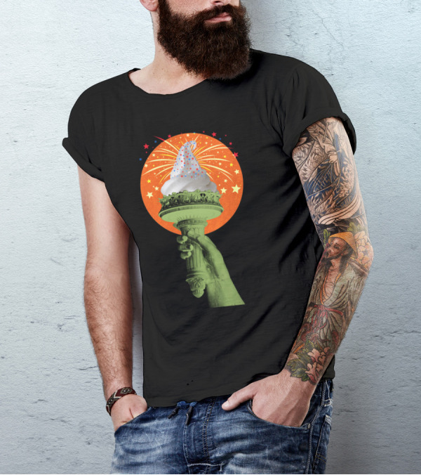 A Taste Of Freedom Pal Statue Torch Ice Cream Fireworks T-Shirt