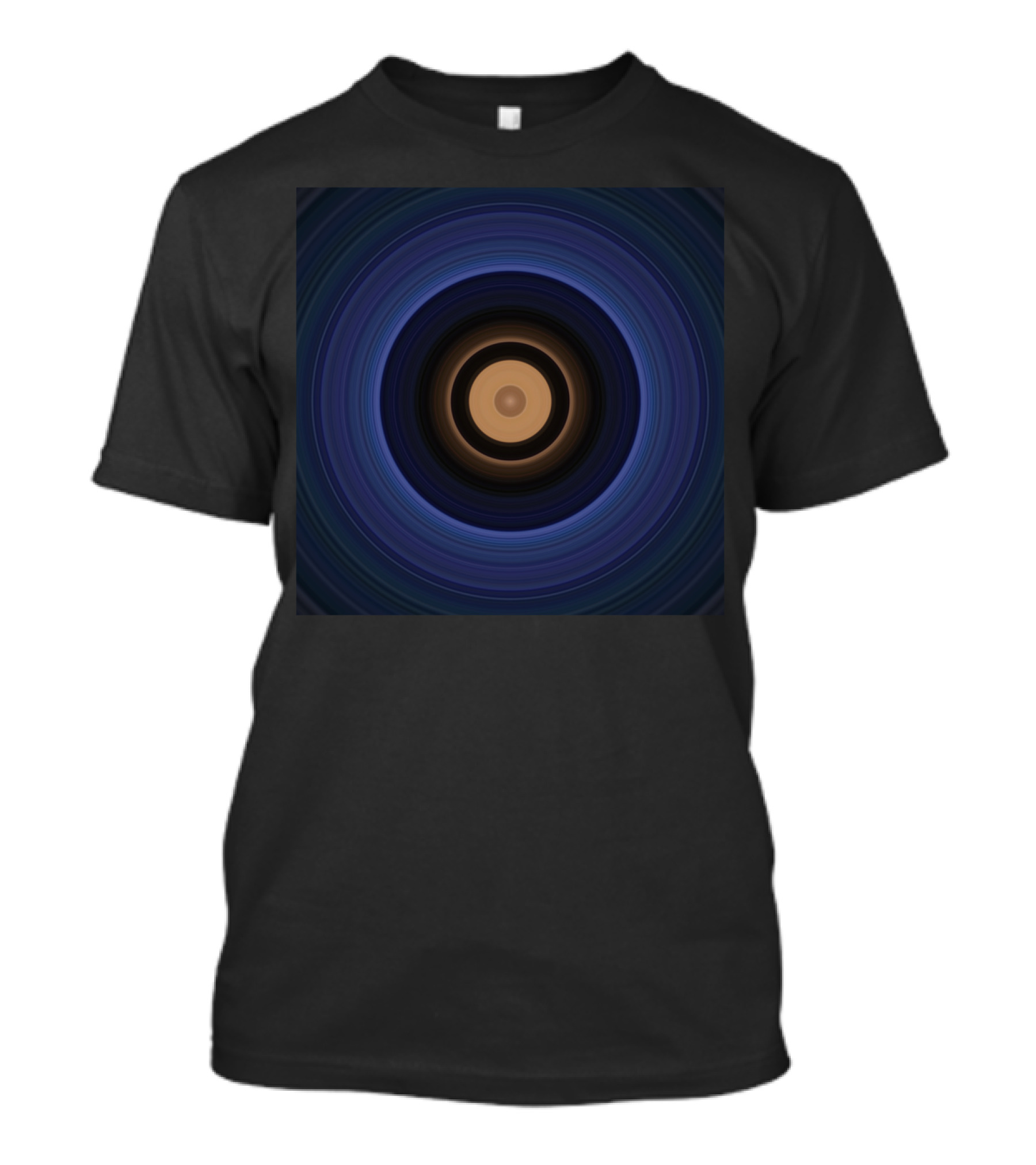 Night Time Surprise Geometric Pattern Circles In Blue And Brown Tones T-Shirt