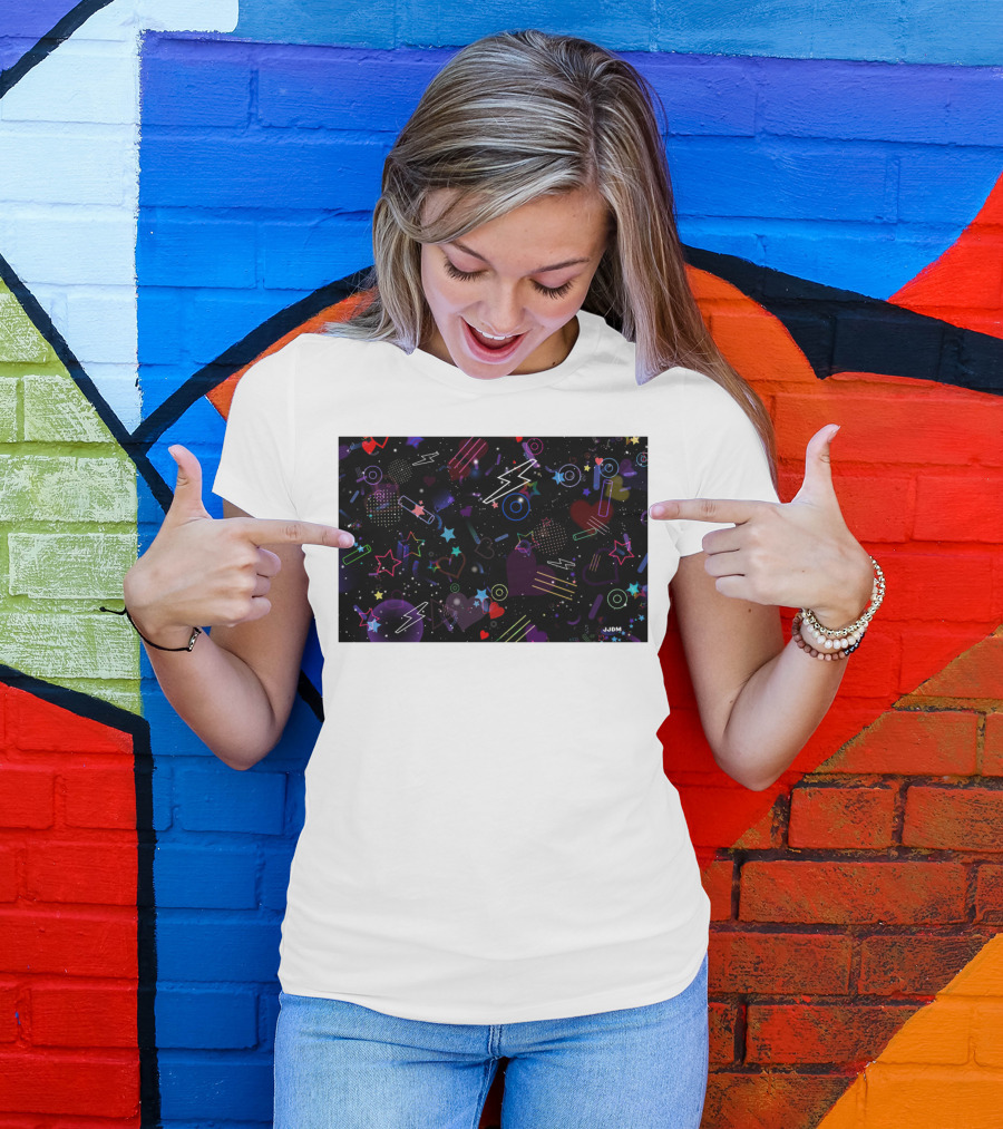 Bass Drop Phone Neon Lightning Star Heart T-Shirt