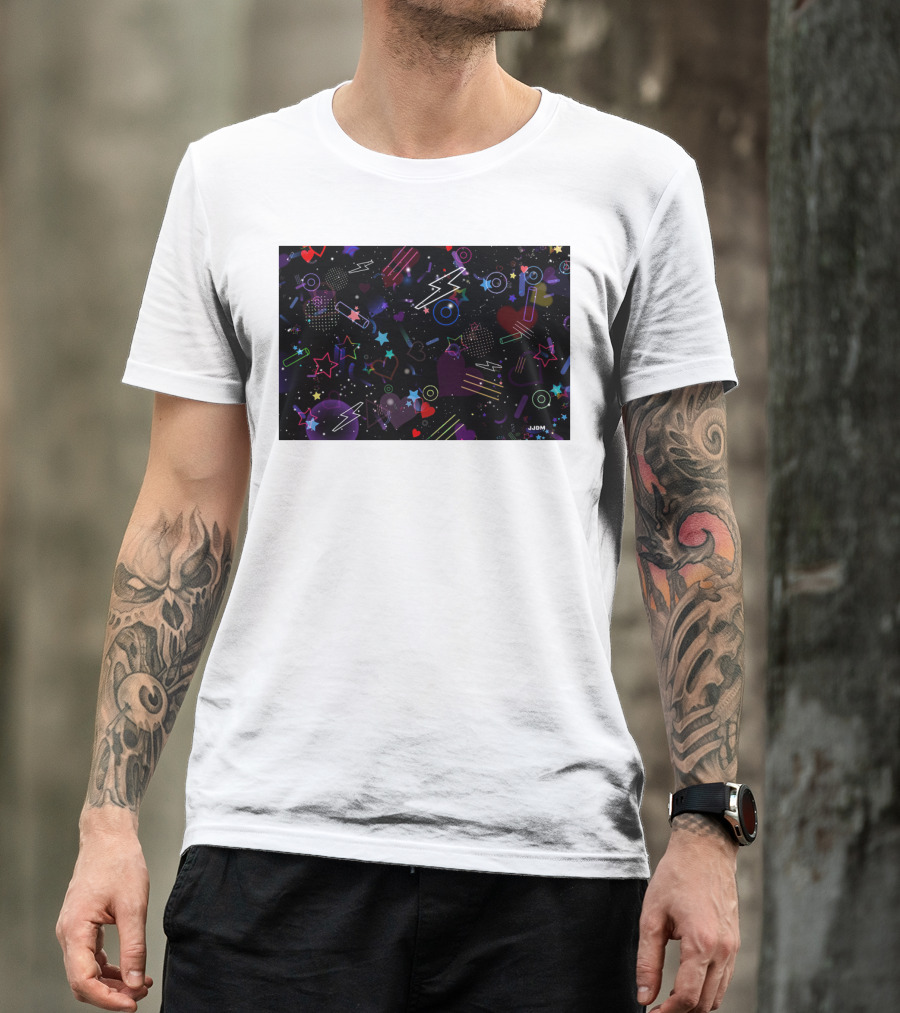 Bass Drop Phone Neon Lightning Star Heart T-Shirt