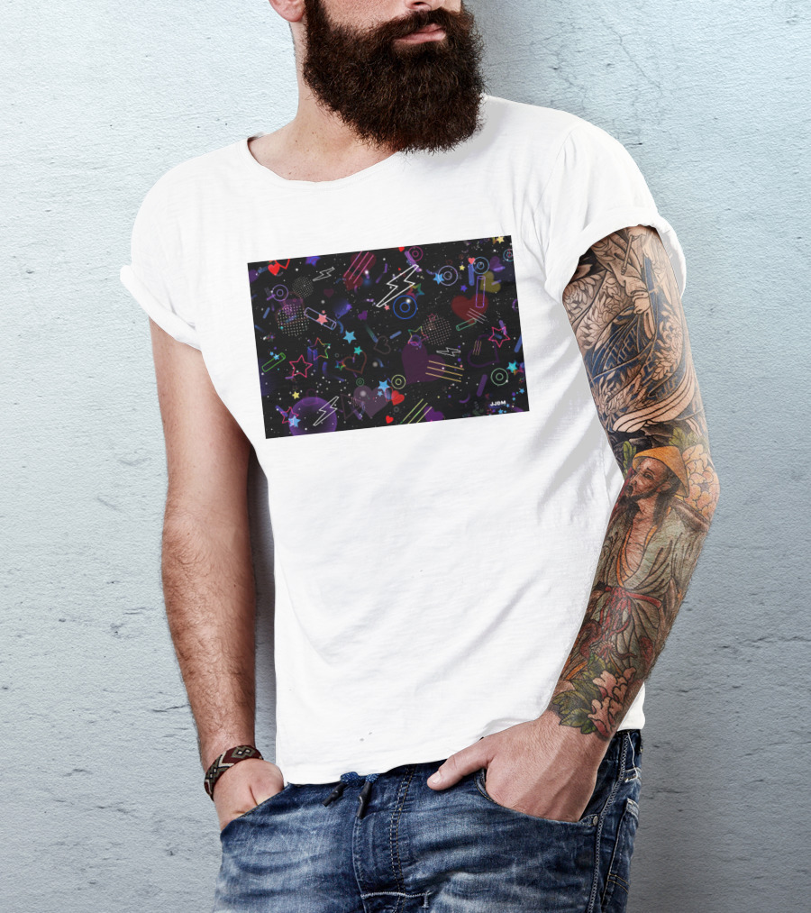 Bass Drop Phone Neon Lightning Star Heart T-Shirt