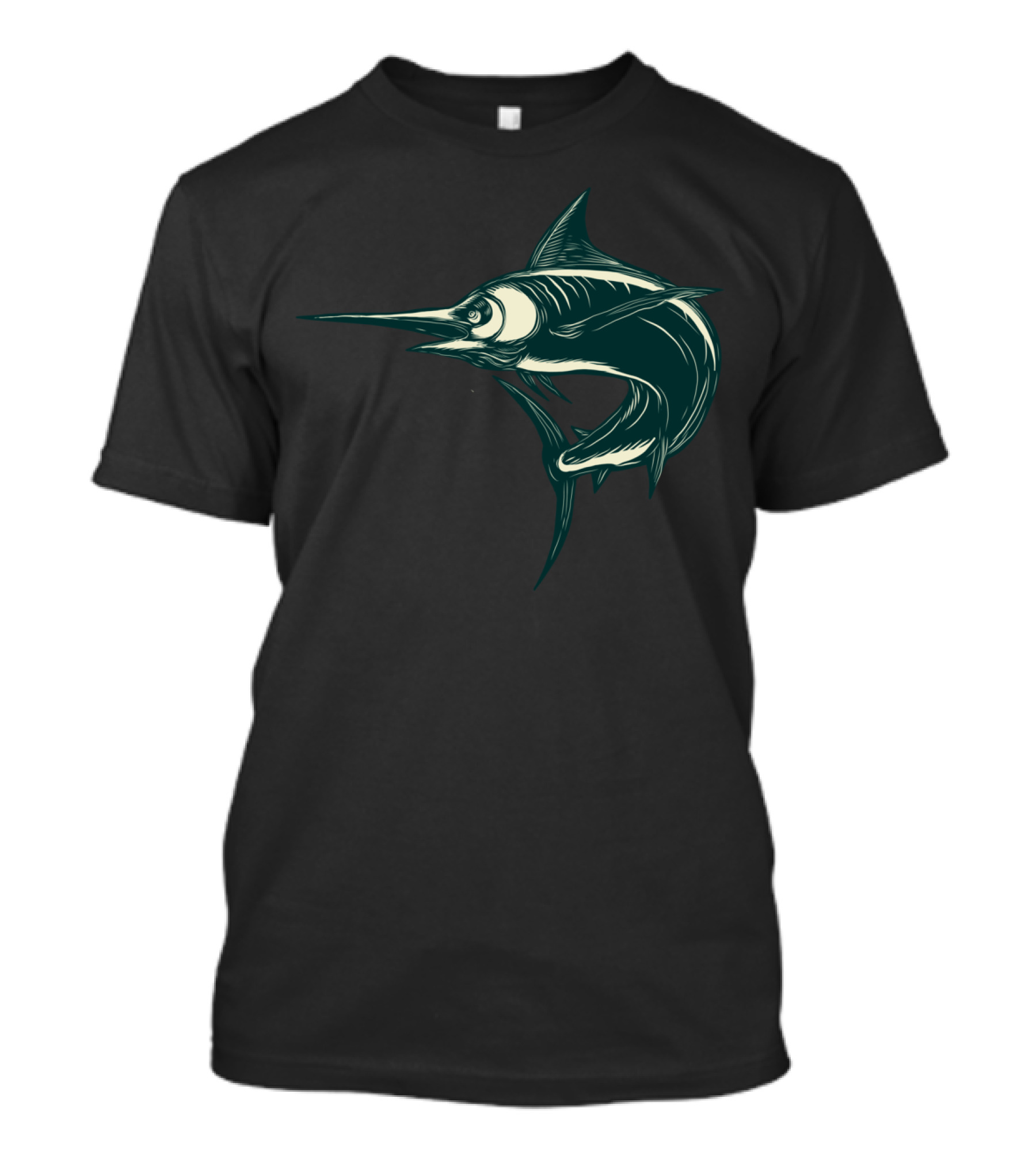 Blue Marlin Jump Scratchboard Art Ocean Wilderness Fish T-Shirt