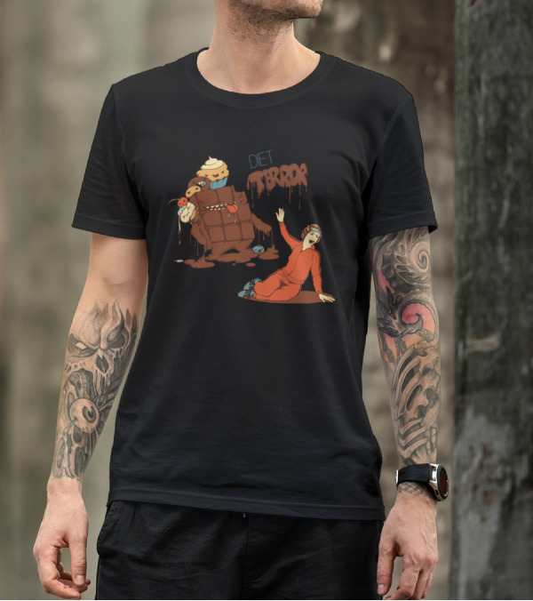 Diet Terror Chocolate Cupcake Monster Chase Fitness Fright T-Shirt