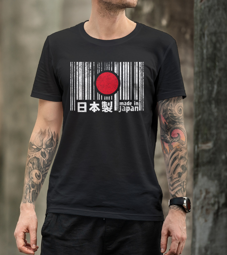 Made In Japan 日本製 Barcode Red Circle T-Shirt