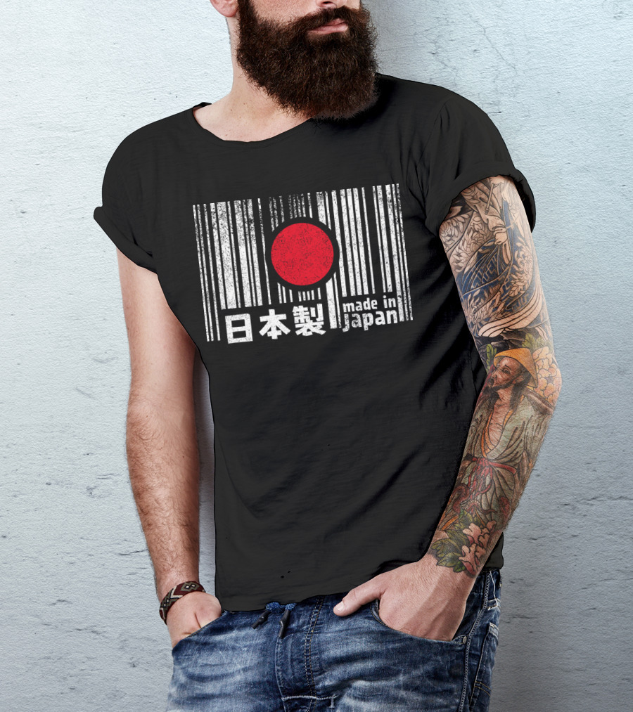 Made In Japan 日本製 Barcode Red Circle T-Shirt