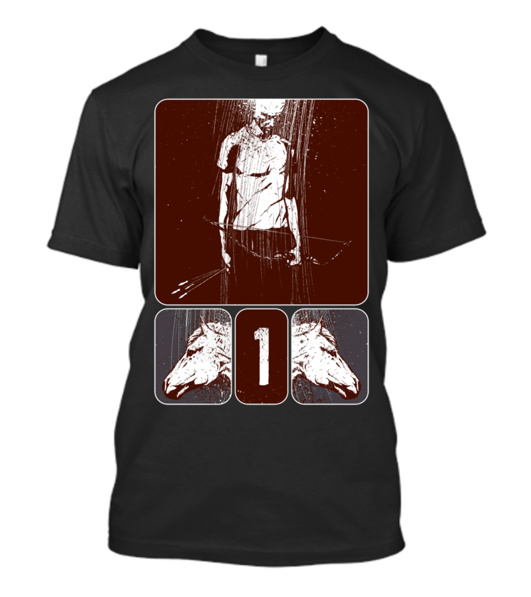 And He Rode Out As A Conqueror Bent On Conque With Archer And Horse Heads Number 1 T-Shirt