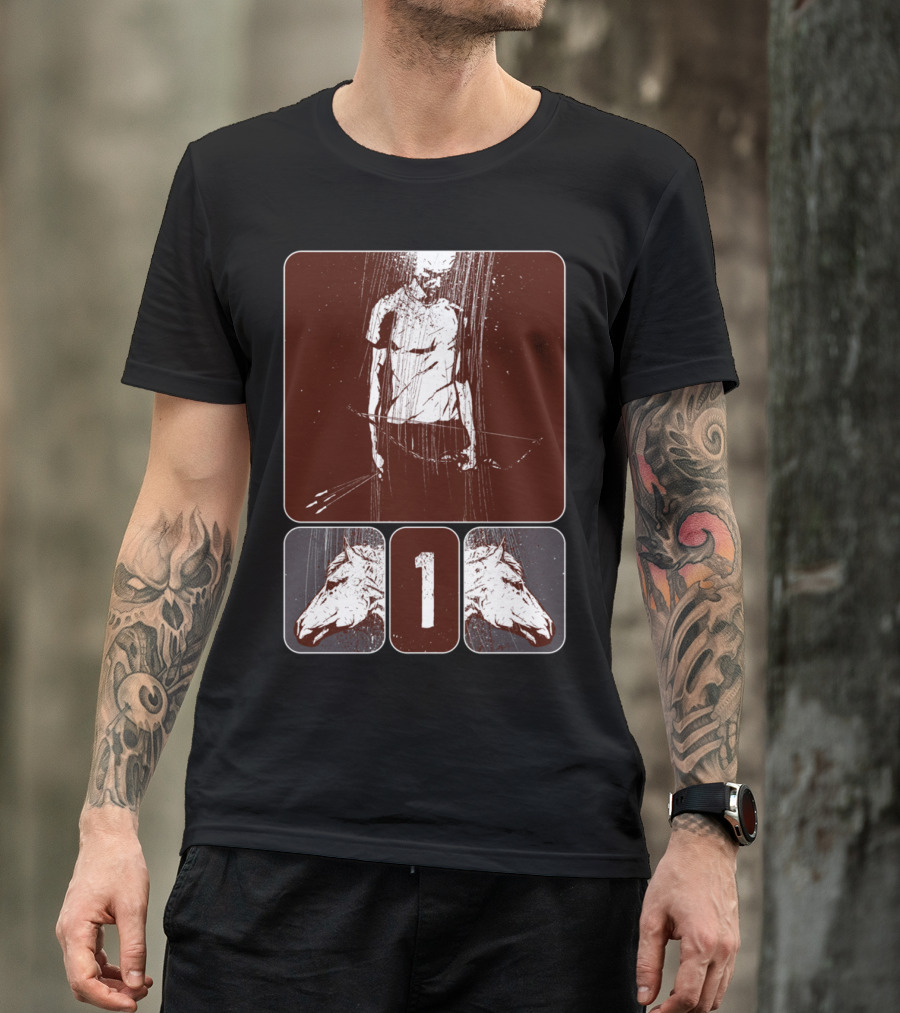 And He Rode Out As A Conqueror Bent On Conque With Archer And Horse Heads Number 1 T-Shirt