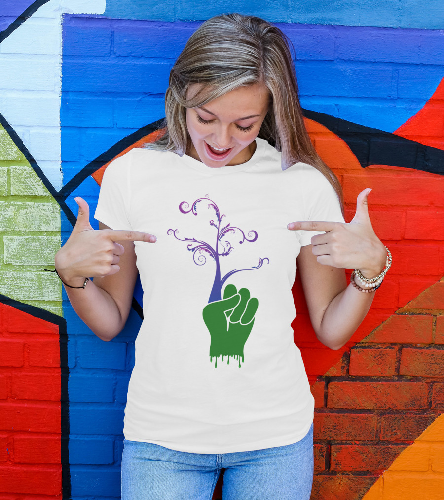 Different Point Of View Fist With Emerging Flourish Tree T-Shirt
