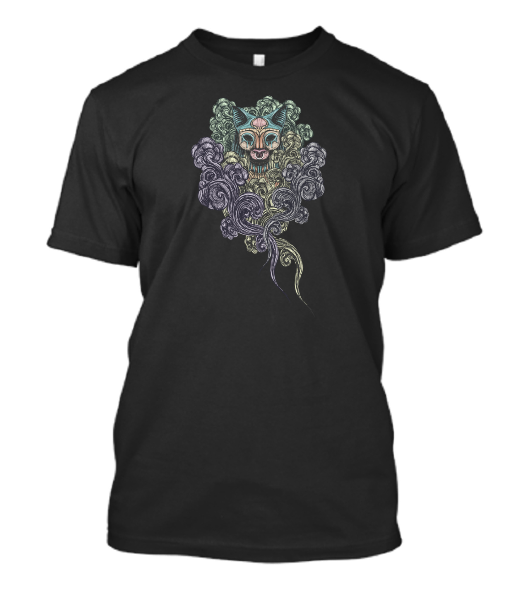 Bastet On The Field Feline Goddess Surrounded By Mystical Swirls T-Shirt