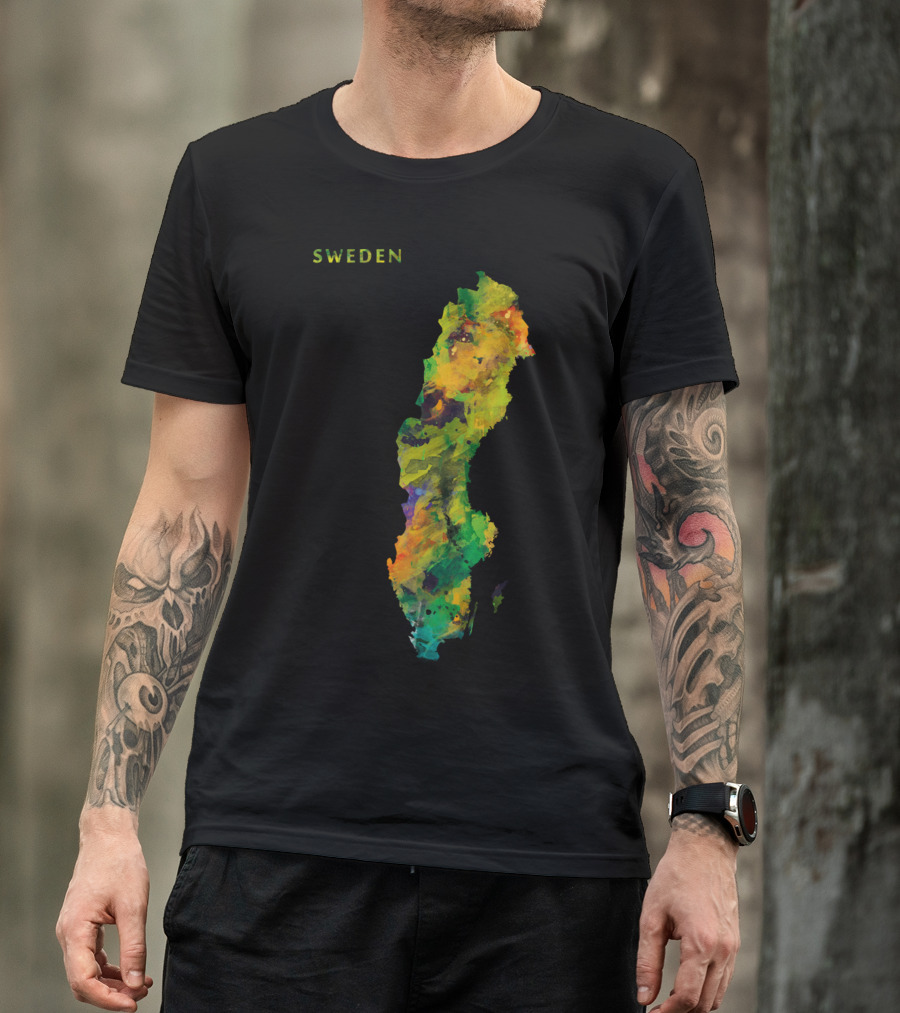 Sweden Colorful Map T-Shirt