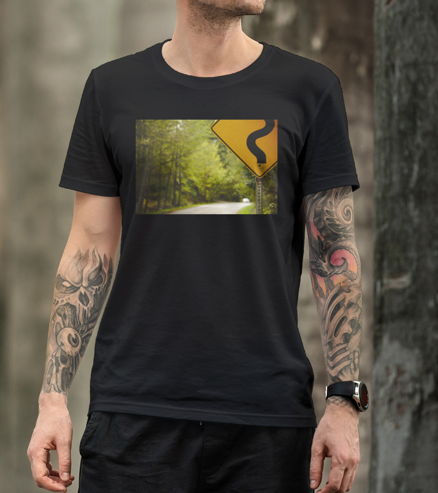 Follow The Sign Curvy Road Ahead Nature Pathway T-Shirt