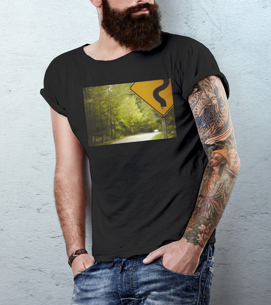 Follow The Sign Curvy Road Ahead Nature Pathway T-Shirt