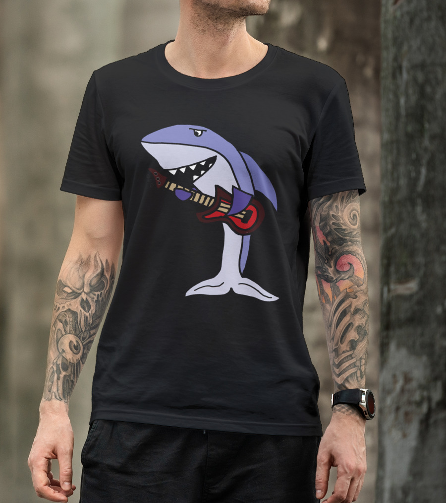 Cool Shark Playing Red Guitar T-Shirt