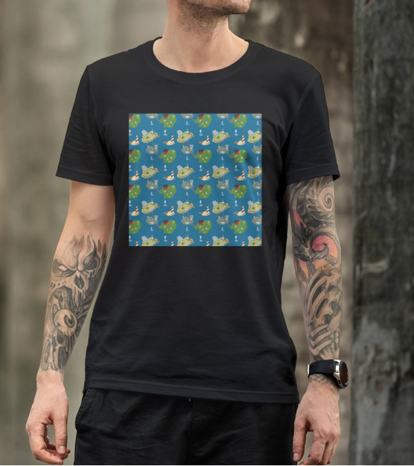Exploration Pattern With Islands, Lighthouses, And Sailboats T-Shirt