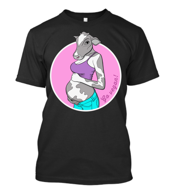 Nine Months Go Vegan Cow Woman Pregnant T-Shirt