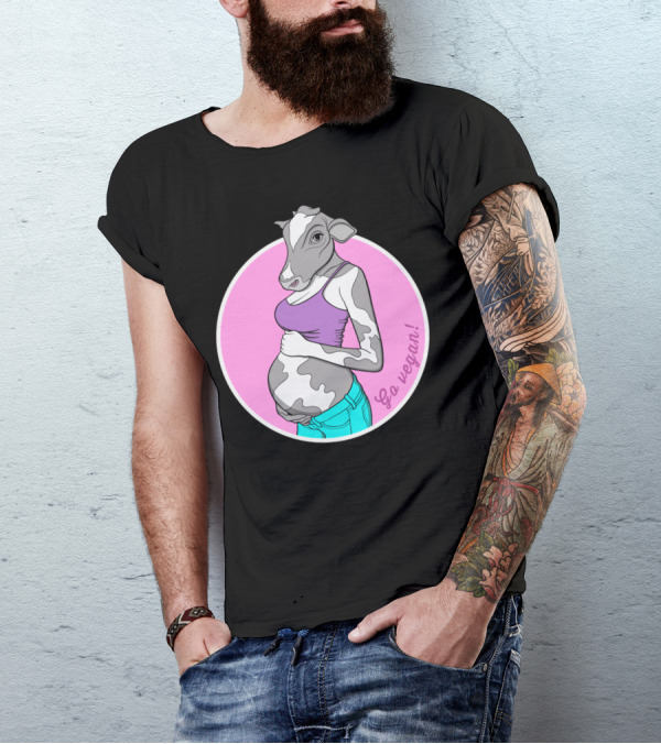 Nine Months Go Vegan Cow Woman Pregnant T-Shirt