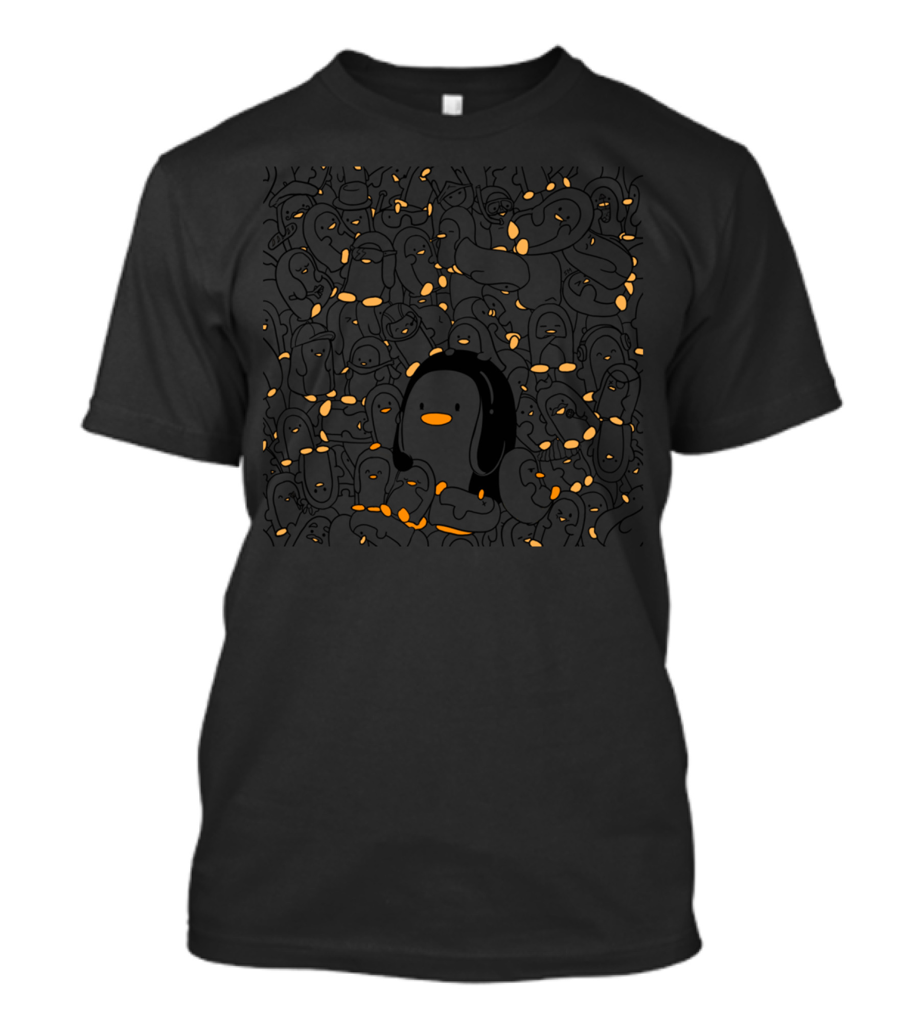 Humphrey And Friends Colour In Penguins Black And Orange T-Shirt