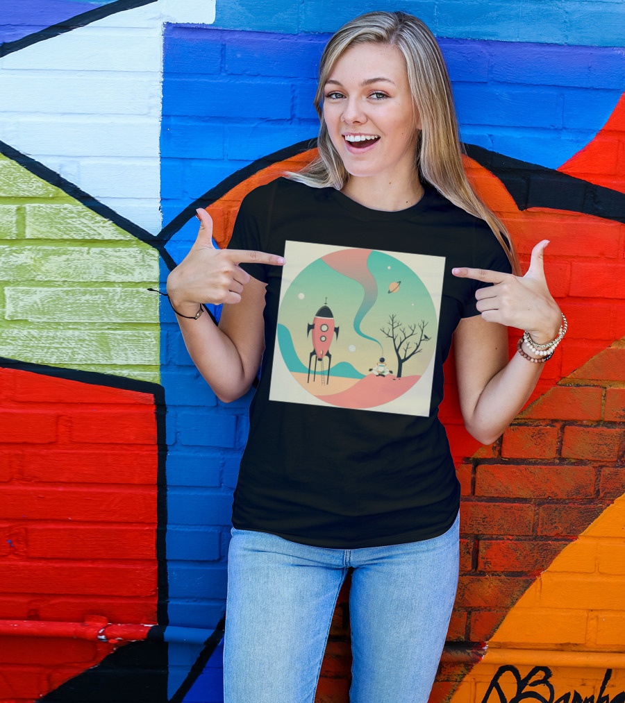 EXPLORE Cosmic Adventure With Rocket Astronaut And Saturn T-Shirt