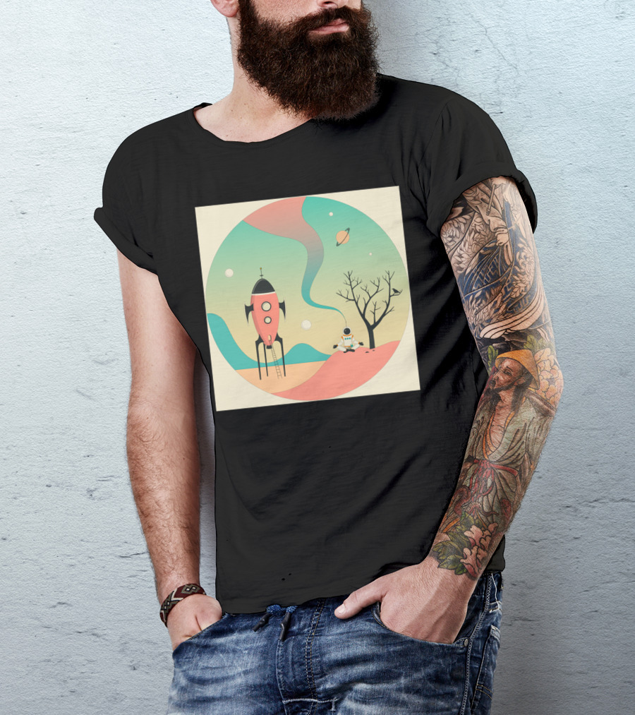 EXPLORE Cosmic Adventure With Rocket Astronaut And Saturn T-Shirt