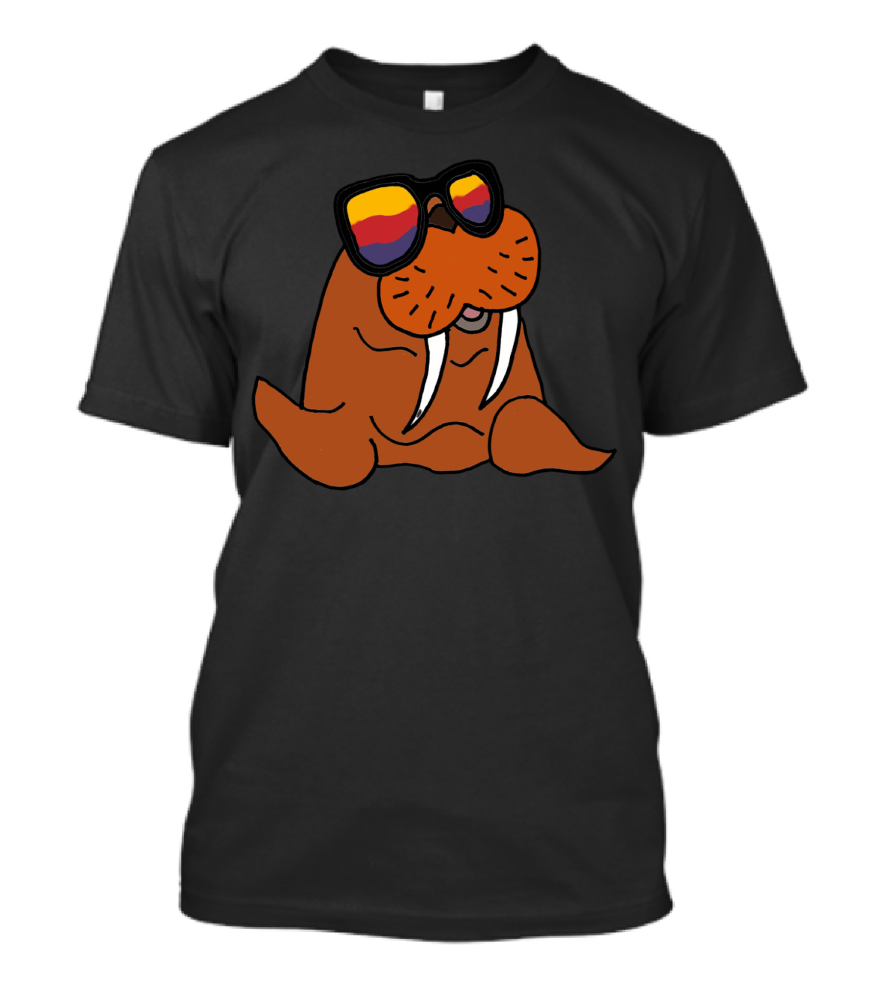 Cool Funny Walrus Wearing Colorful Sunglasses T-Shirt