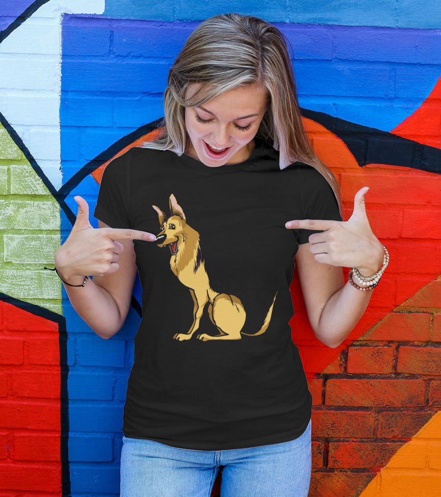 Cool German Shepherds Cartoon Style Iconic Look T-Shirt