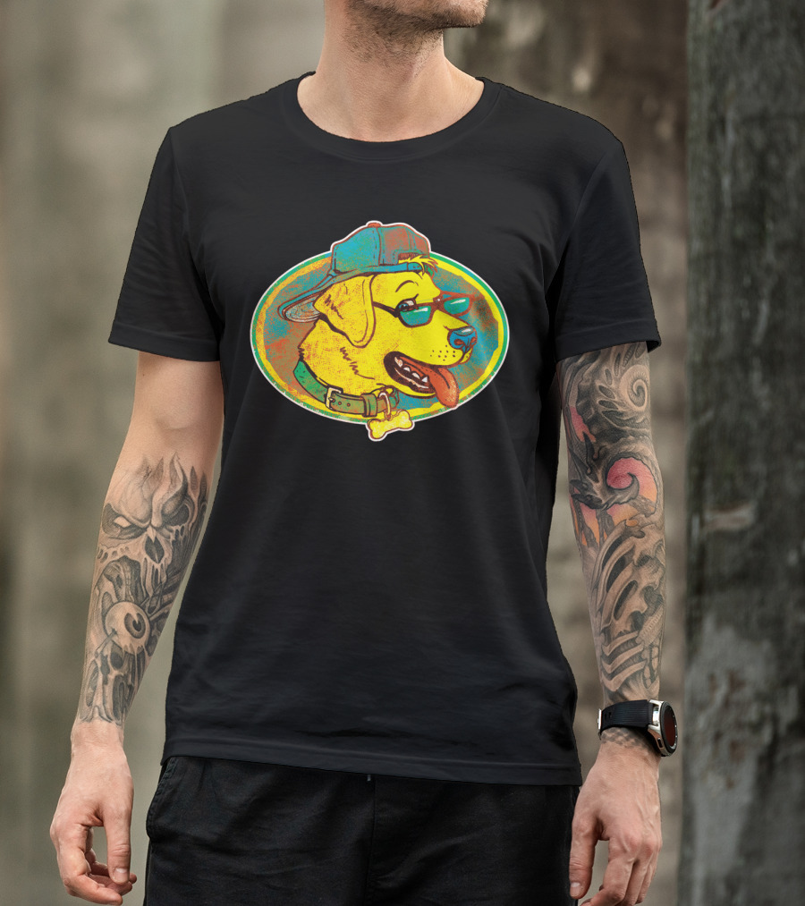Cool Golden Retriever With Shades And Backwards Cap T-Shirt