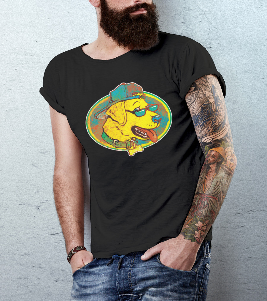 Cool Golden Retriever With Shades And Backwards Cap T-Shirt