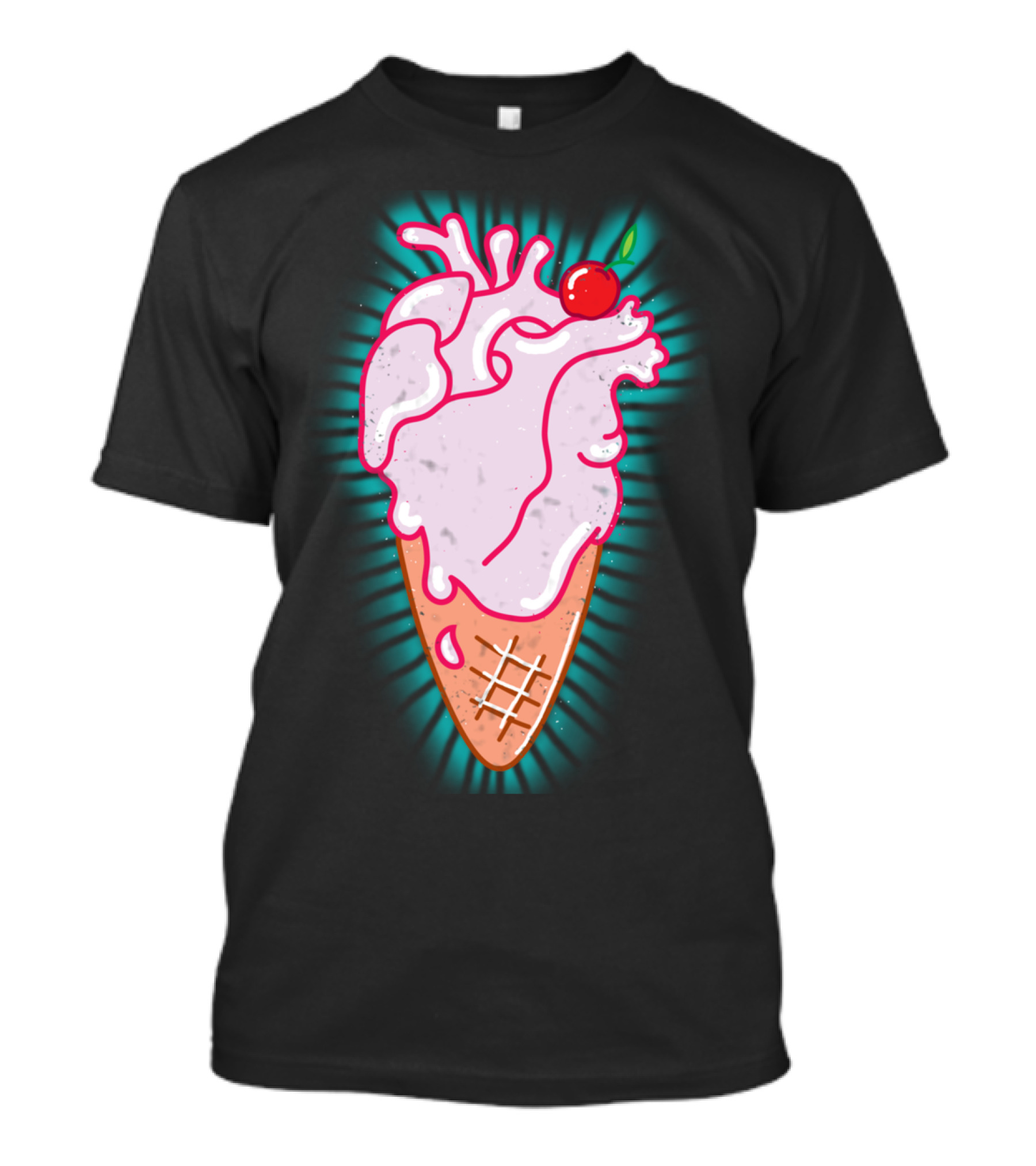 Cool Heart Ice Cream Cone With Cherry T-Shirt