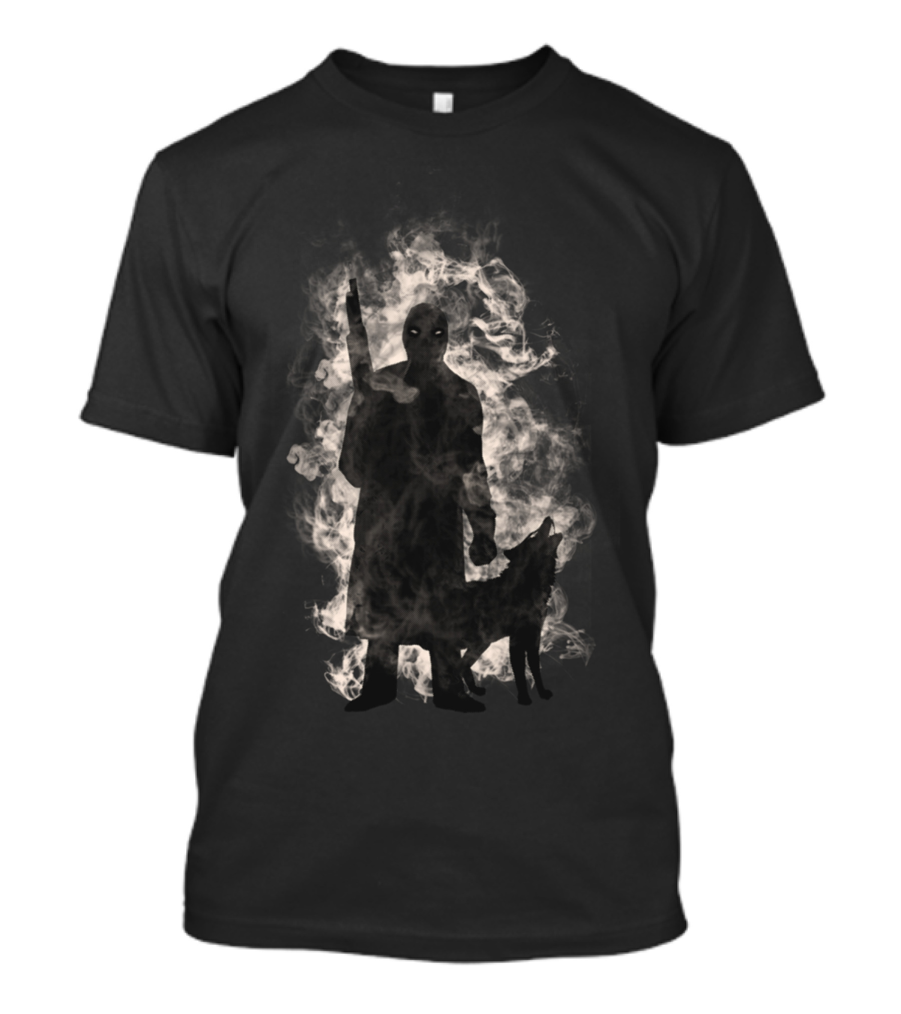 Hunter Mysterious Smoke Silhouette With Dog T-Shirt