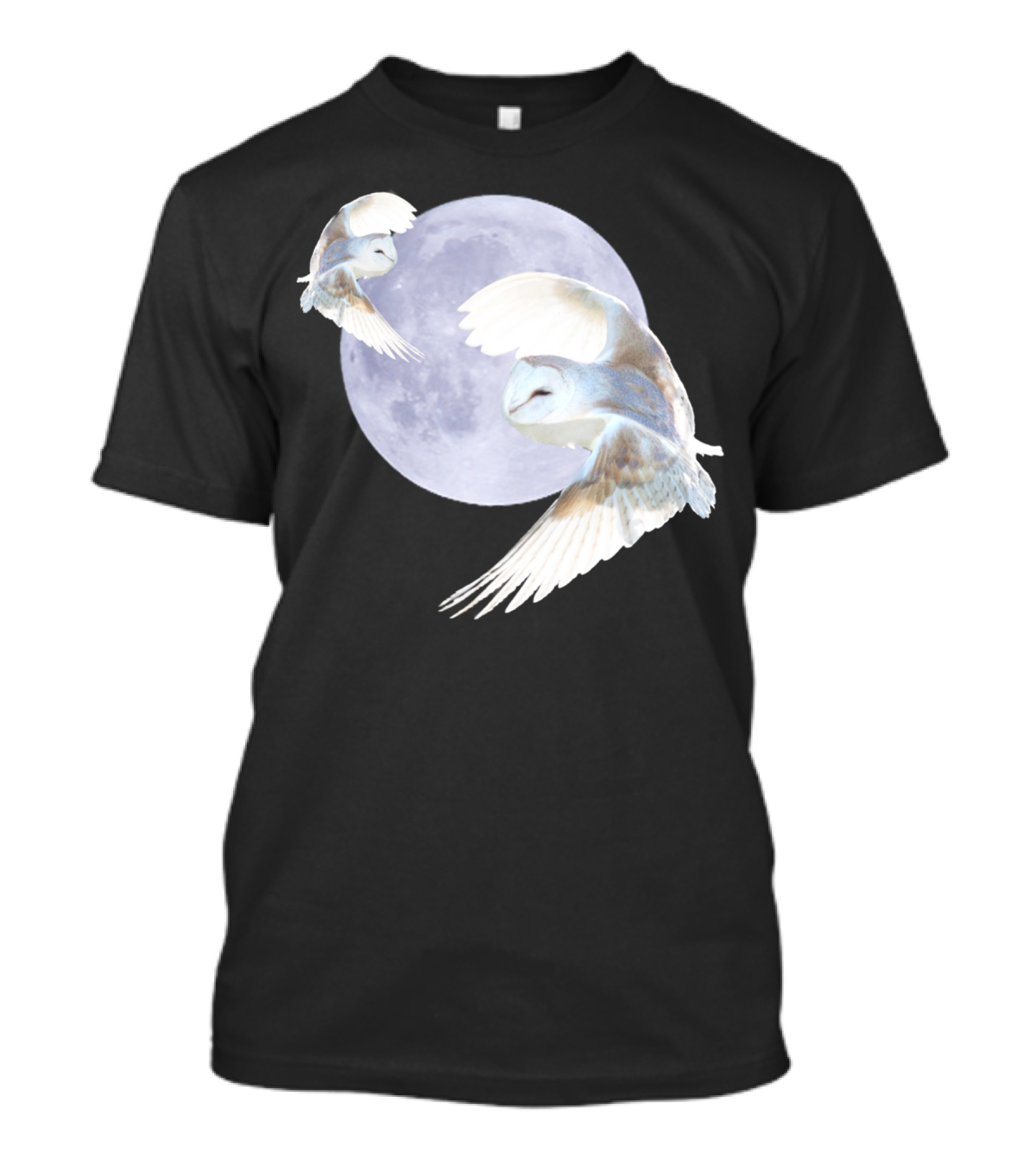 Hunters Moon Owls Soaring In Front Of Full Moon T-Shirt