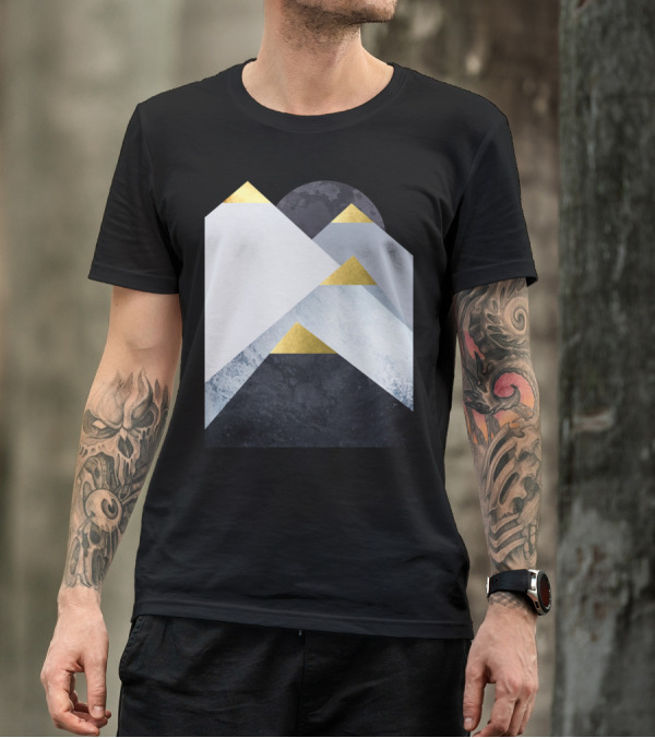 Blue Mountains Gold Geometric Peaks T-Shirt
