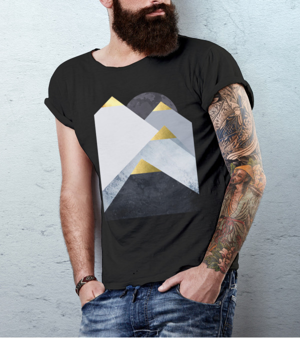 Blue Mountains Gold Geometric Peaks T-Shirt