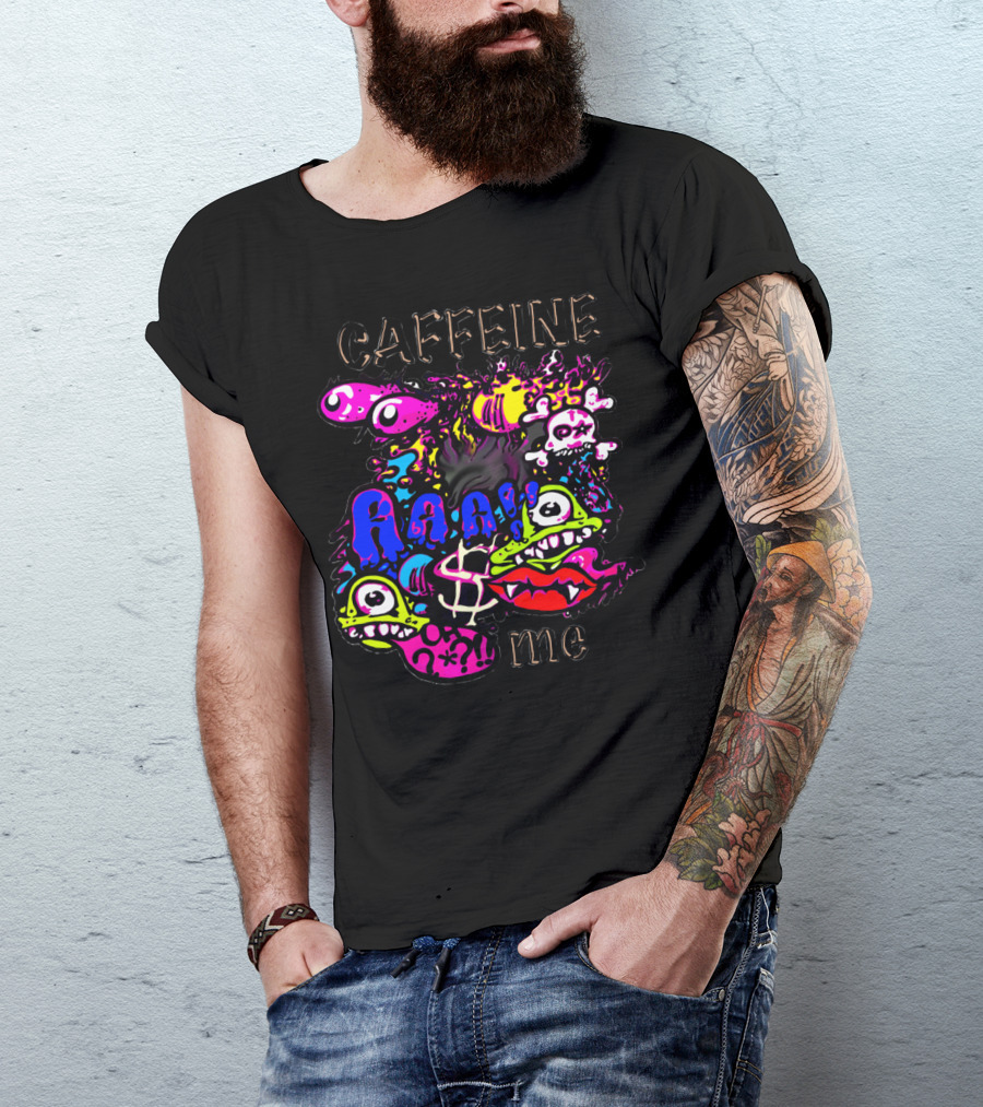 Caffeine Me Roar $ Explosion Skulls And Monsters T-Shirt