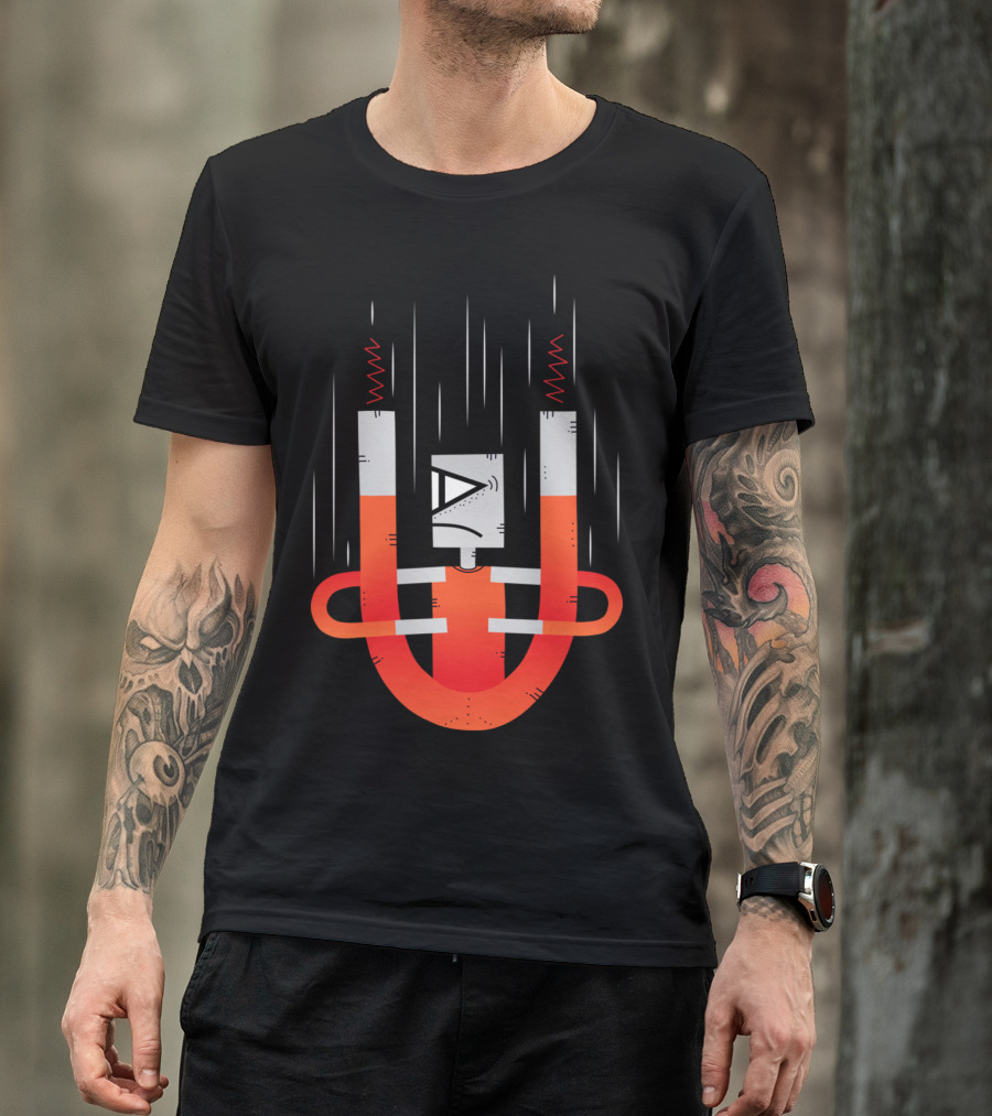 Magnet Man Robot Cartoon U-Shaped Magnet Character T-Shirt
