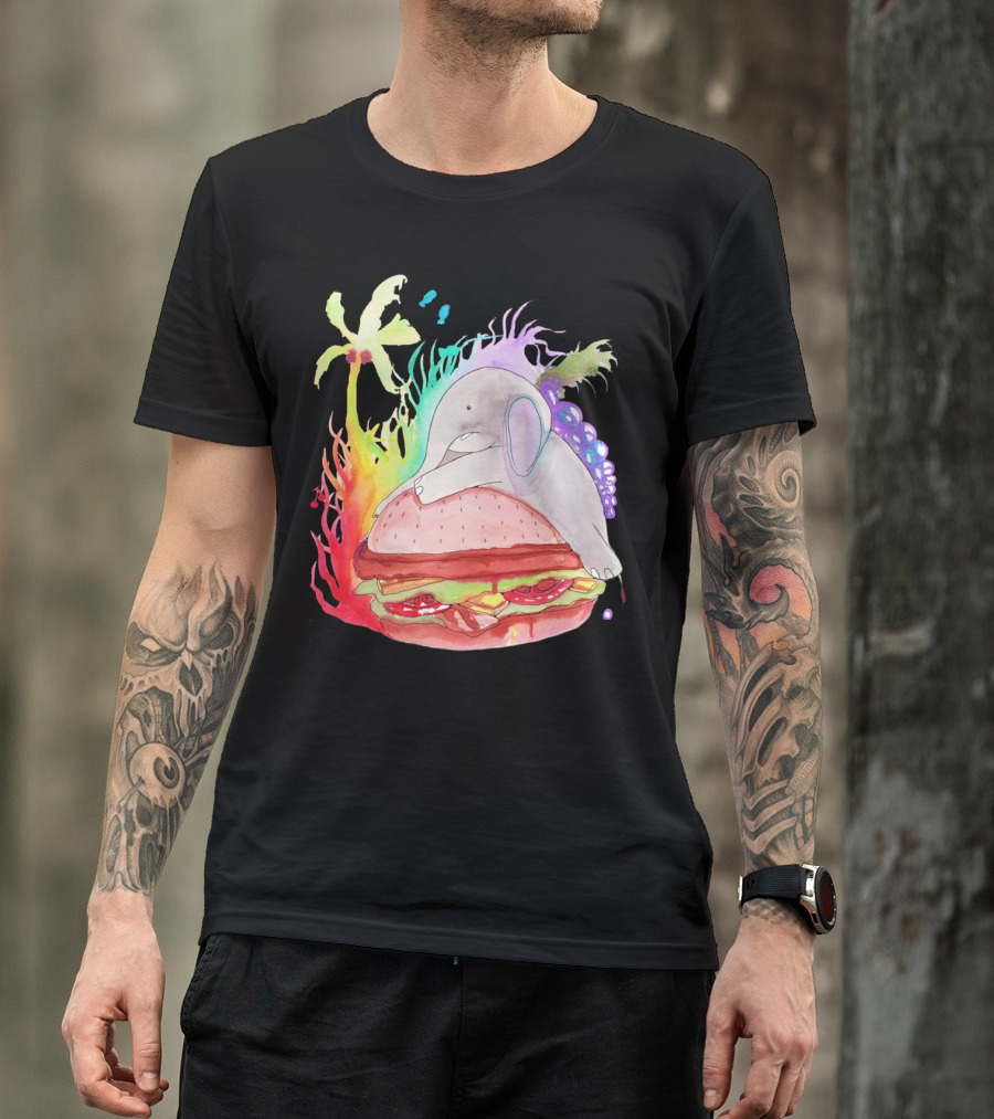 Food Baby Elephant Rainbow Burger T-Shirt