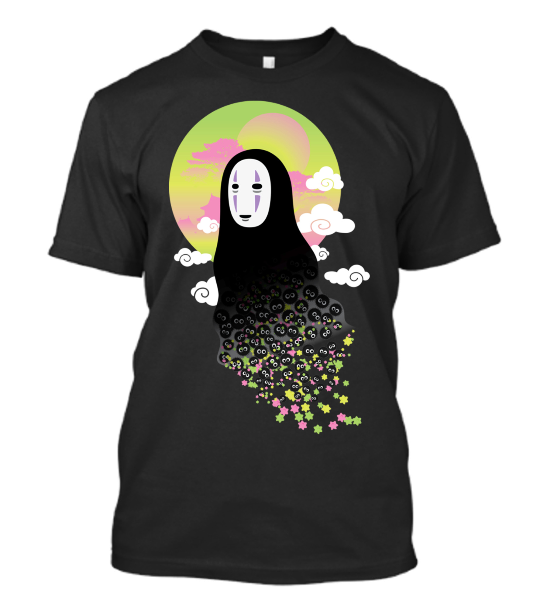 No Face Spirited Away With Soot Sprites And Pastel Sky T-Shirt