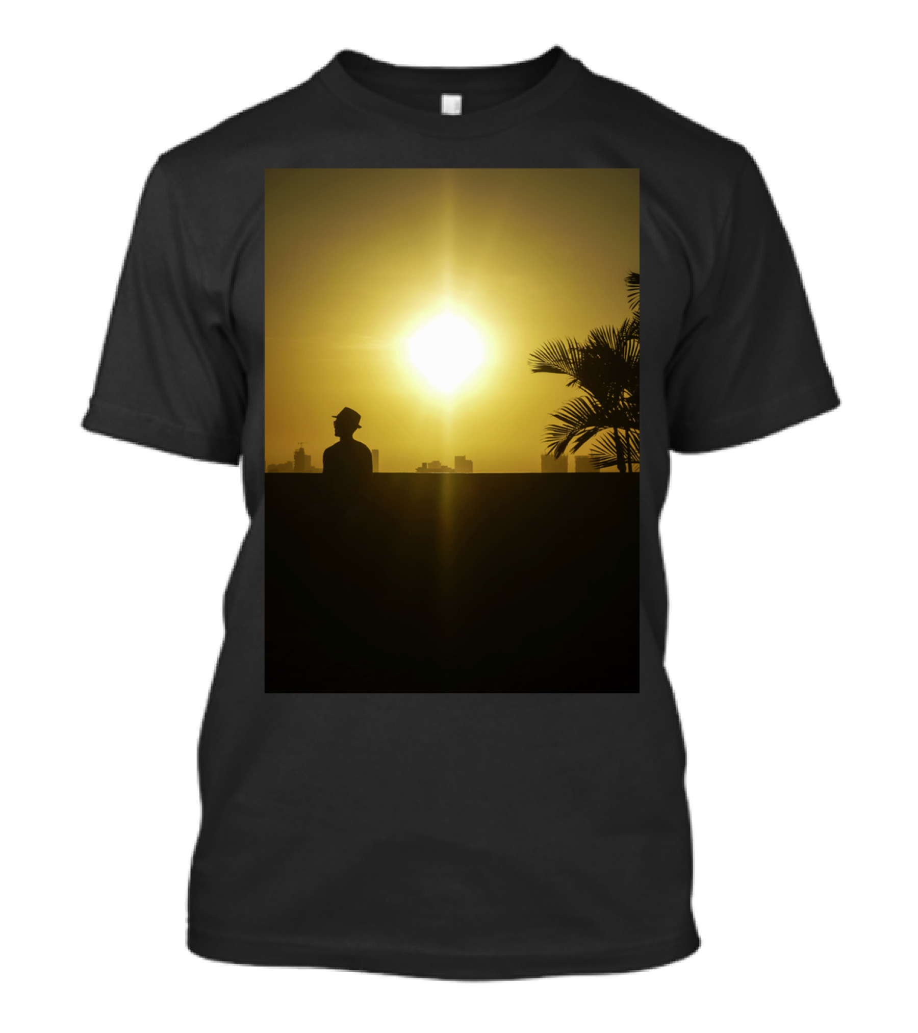 Cool Man Silhouette At Golden Sunset In Cartagena Colombia T-Shirt
