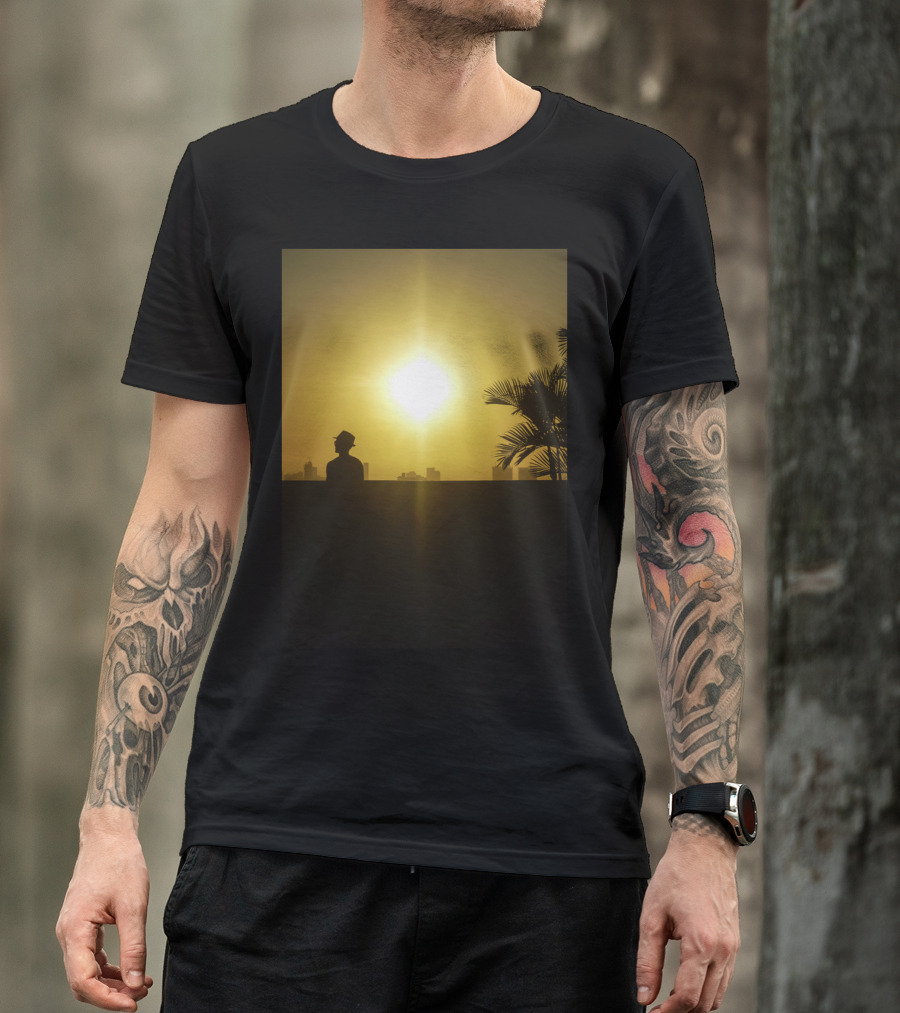 Cool Man Silhouette At Golden Sunset In Cartagena Colombia T-Shirt