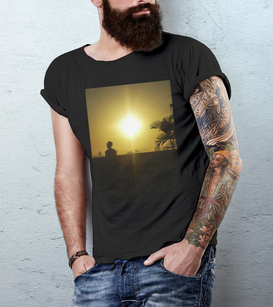 Cool Man Silhouette At Golden Sunset In Cartagena Colombia T-Shirt