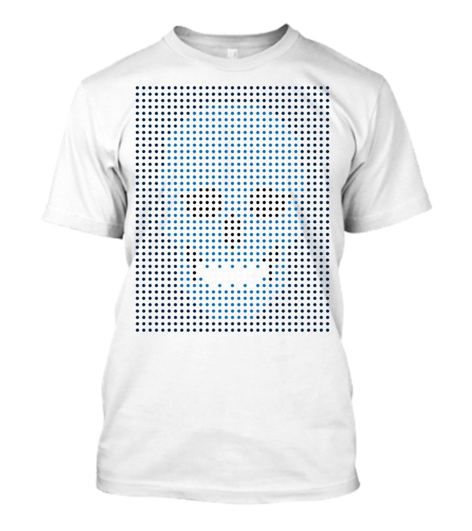 Digital Skull Pixel Art Blue Dotted T-Shirt