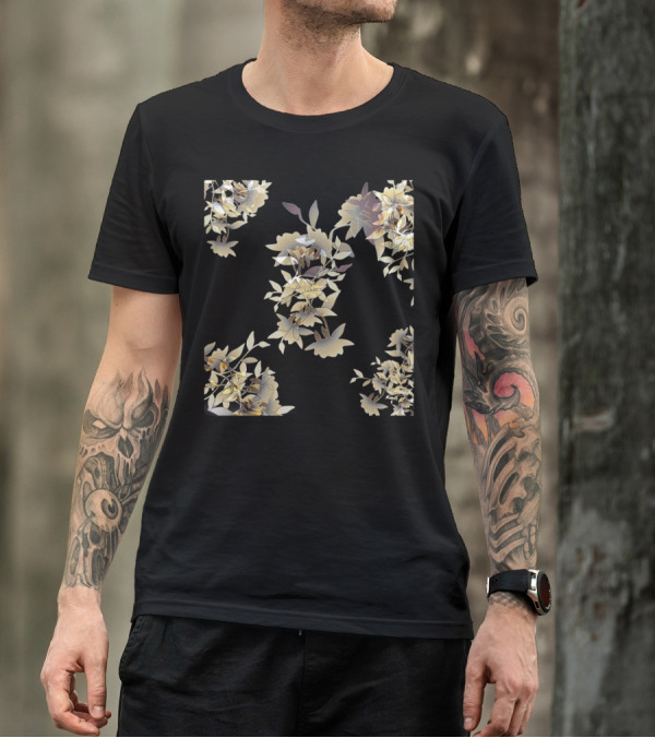 Vintage Floral Leafy Blooms Pattern Canvas T-Shirt