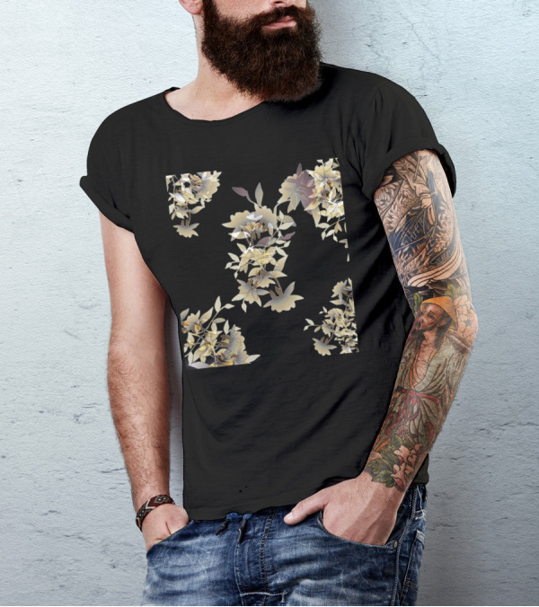Vintage Floral Leafy Blooms Pattern Canvas T-Shirt