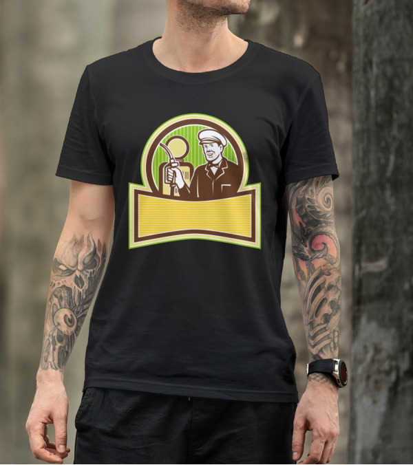 Vintage Gas Attendant Retro Fuel Pumping Icon Classic Station Badge T-Shirt