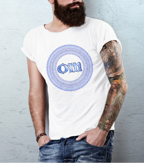 Om Blue Mandala Circular T-Shirt