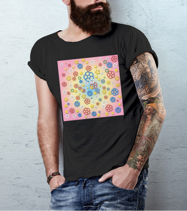 Digital Springtime Flower Pattern Vibrant Colors T-Shirt